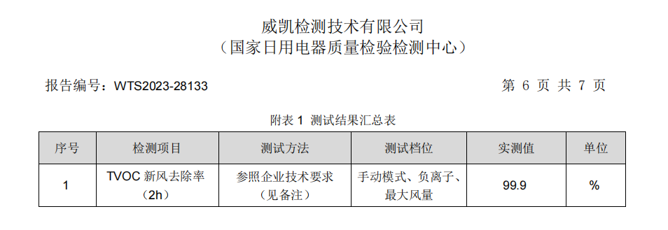 净化效率检测报告